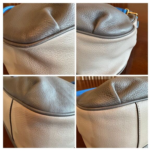 MARC by MARC JACOBS -New Q Hillier Leather Hobo Crossbody/Grey & Blue Colorblock - Picture 9 of 14